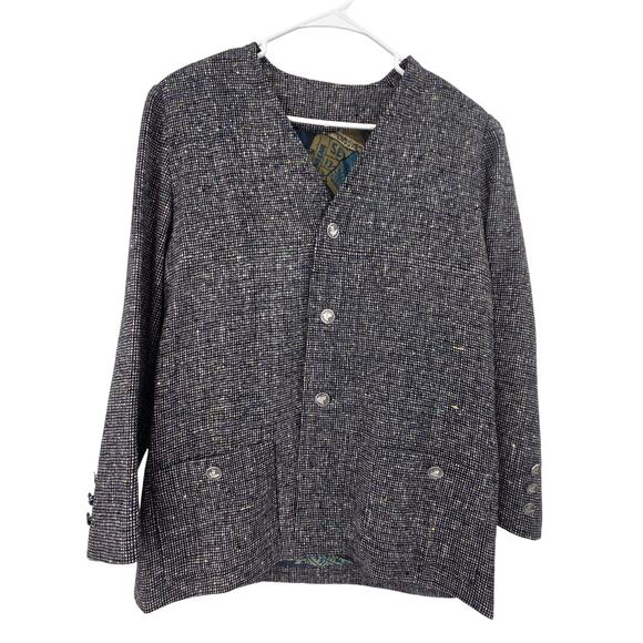 VTG GAELTARRA IRELAND HANDWOVEN TWEED BUTTON FRONT LONG SLEEVE BLAZER JACKET - Picture 1 of 6